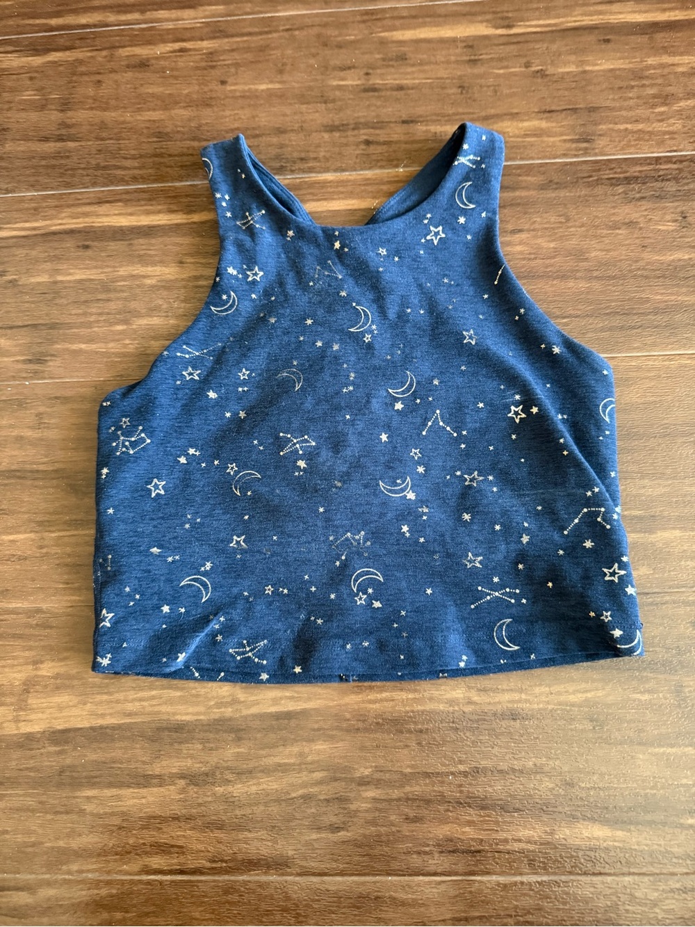 Beyond Yoga Navy Galaxy Print Cropped Tank Top in size S